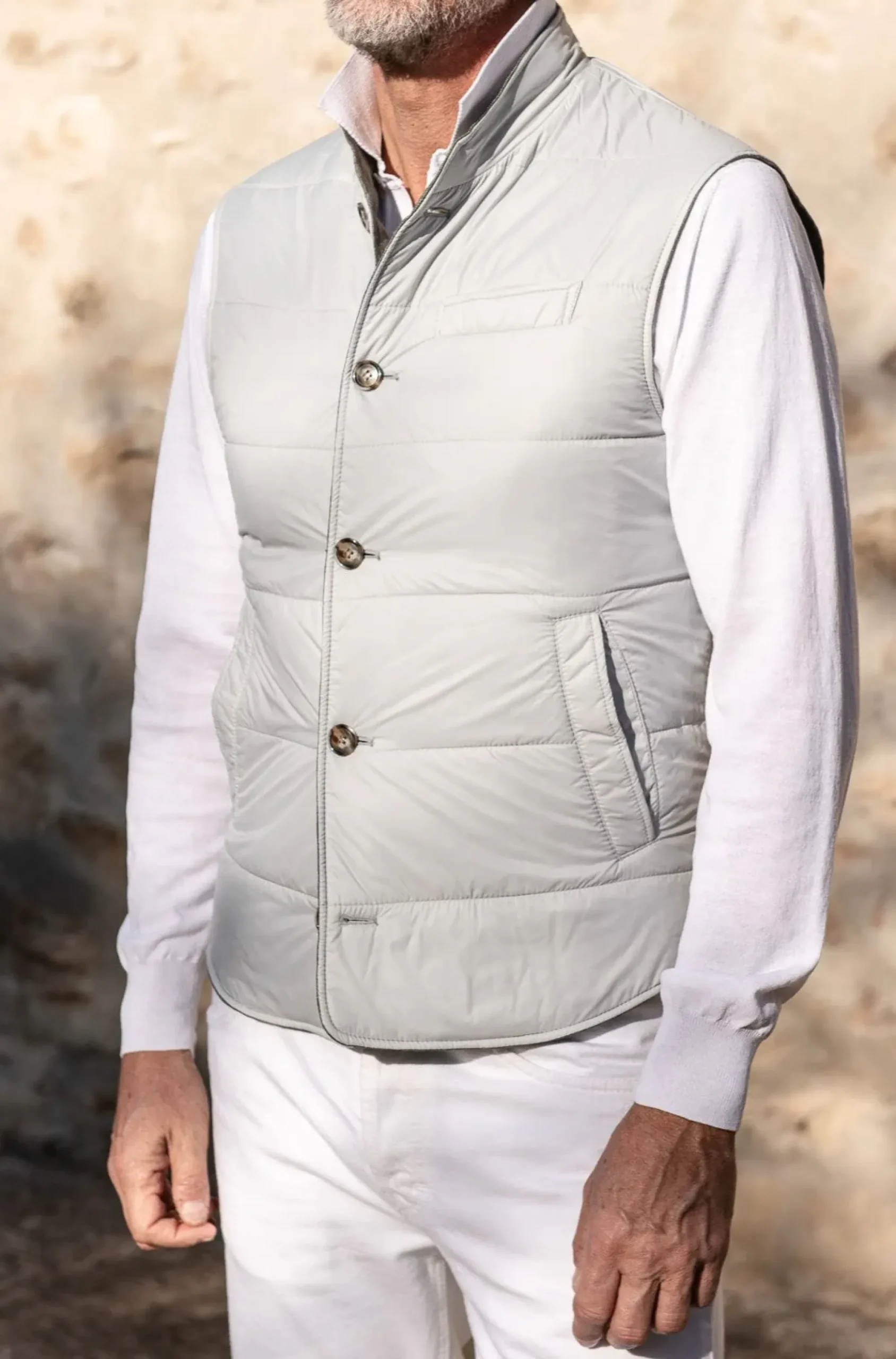 Pini Parma Sage Linen Reversible Down Vest – Made In Italy Cheap