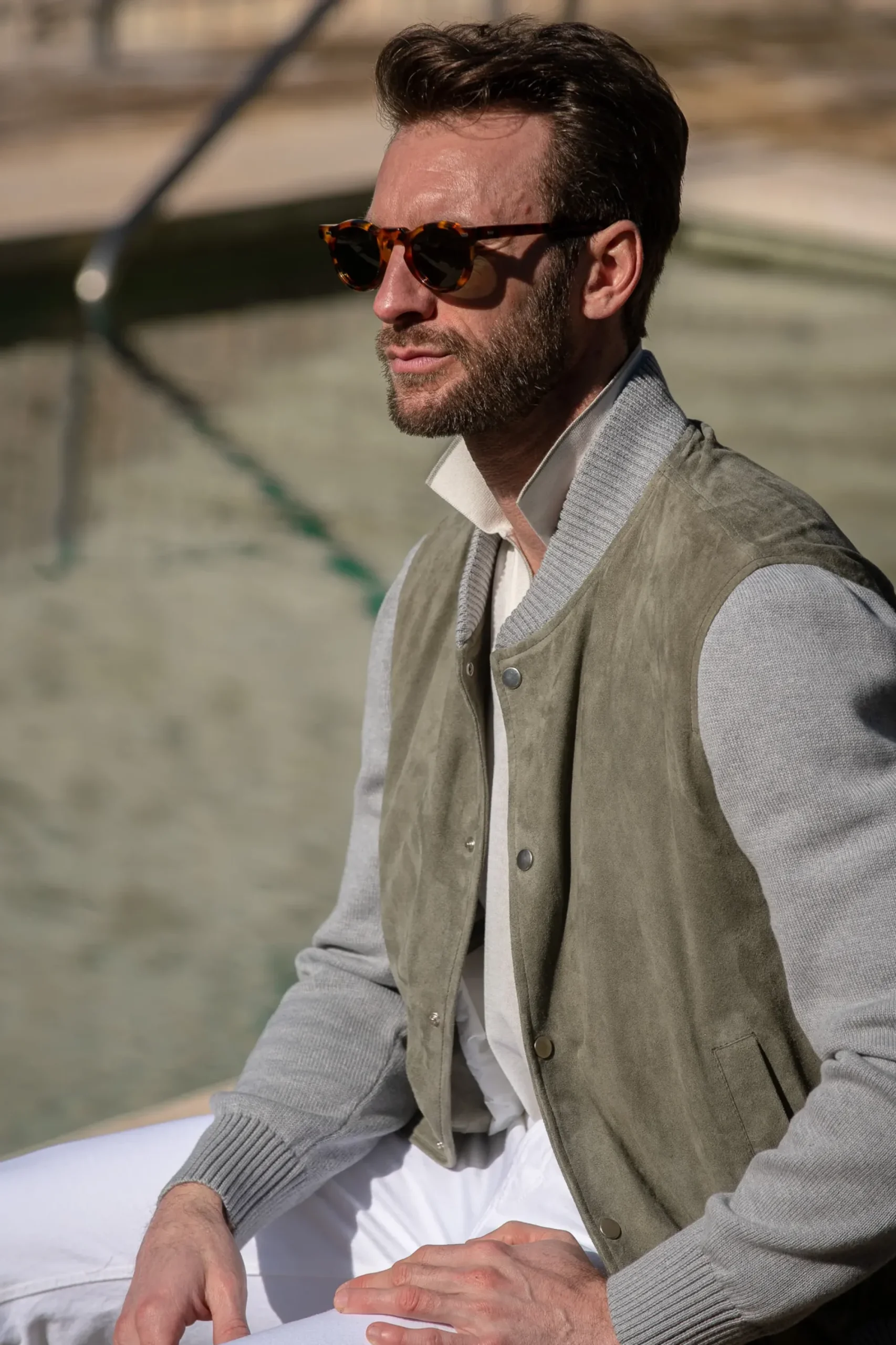 Pini Parma Sage Suede Knit Bomber – Made In Italy Hot