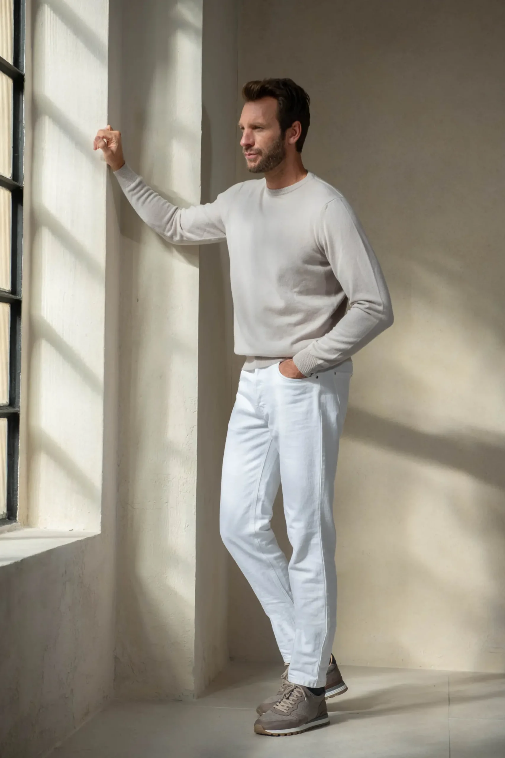 Pini Parma Sand Cashmere Round Neck – Made In Italy New