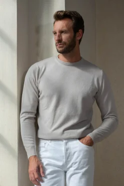 Pini Parma Sand Cashmere Round Neck – Made In Italy New