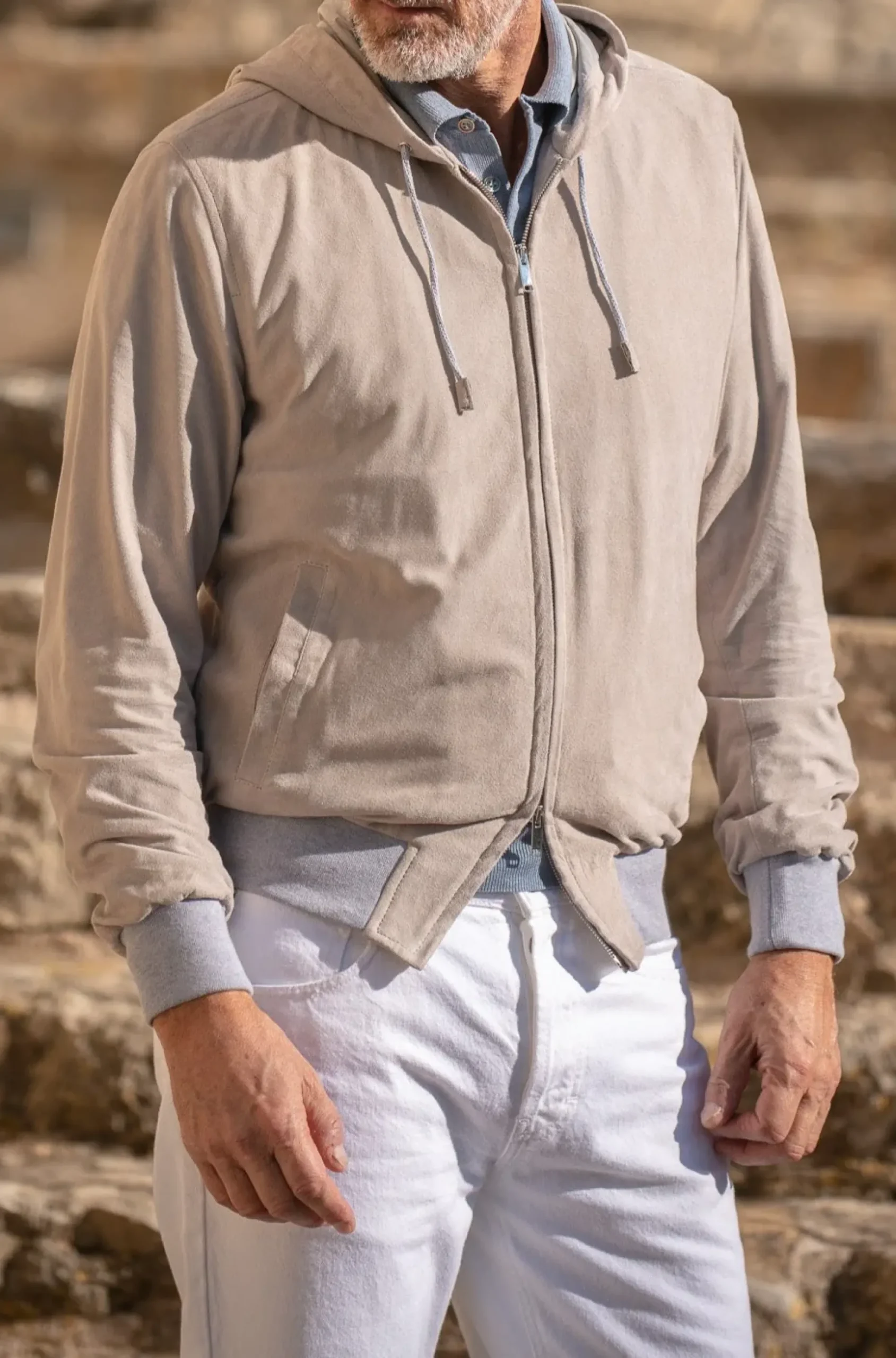 Pini Parma Stone Suede Hooded Bomber Jacket – Made In Italy Best Sale