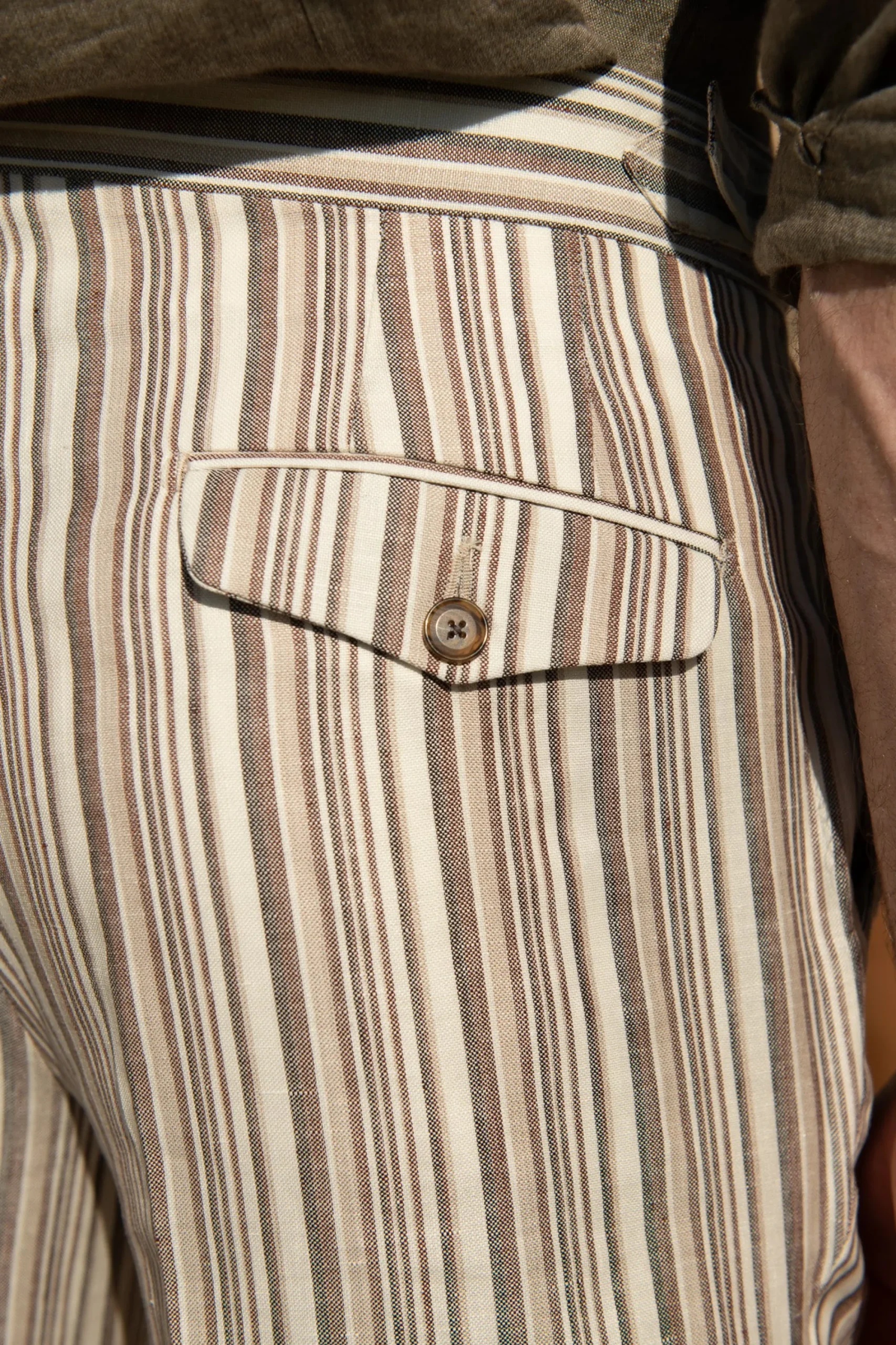 Pini Parma Striped Linen Shorts - Made In Italy Outlet