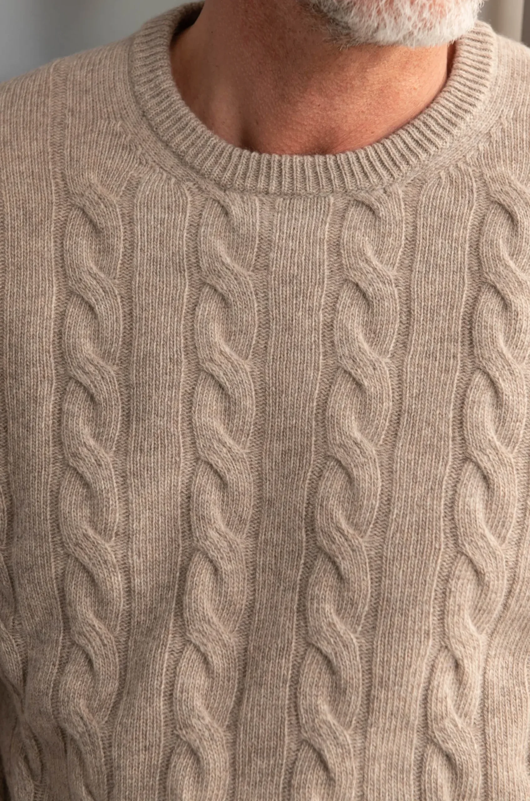 Pini Parma Taupe Cable Knit Sweater – Made In Italy Best