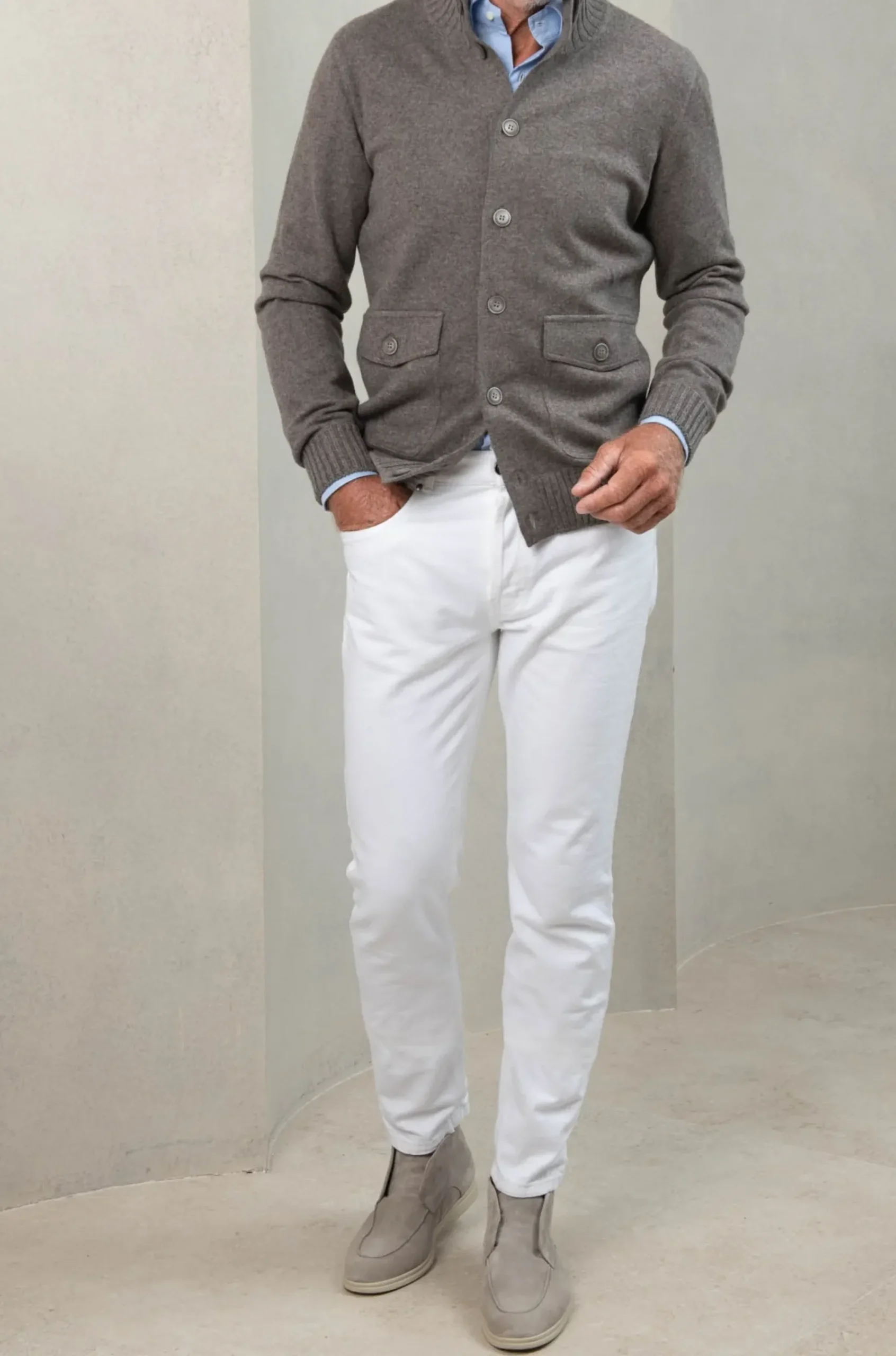 Pini Parma Taupe Cashmere Knitted Bomber – Made In Italy Discount