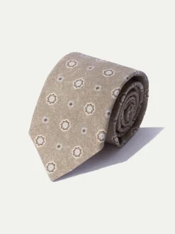 Pini Parma Taupe Fancy Tie - Made In Italy Cheap