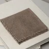 Pini Parma Taupe Flannel Cotton Pocket Square With Beige Edges - Made In Italy New