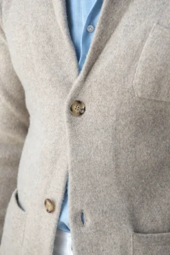 Pini Parma Taupe Knitted Jacket - Wool And Cashmere – Made In Italy Store