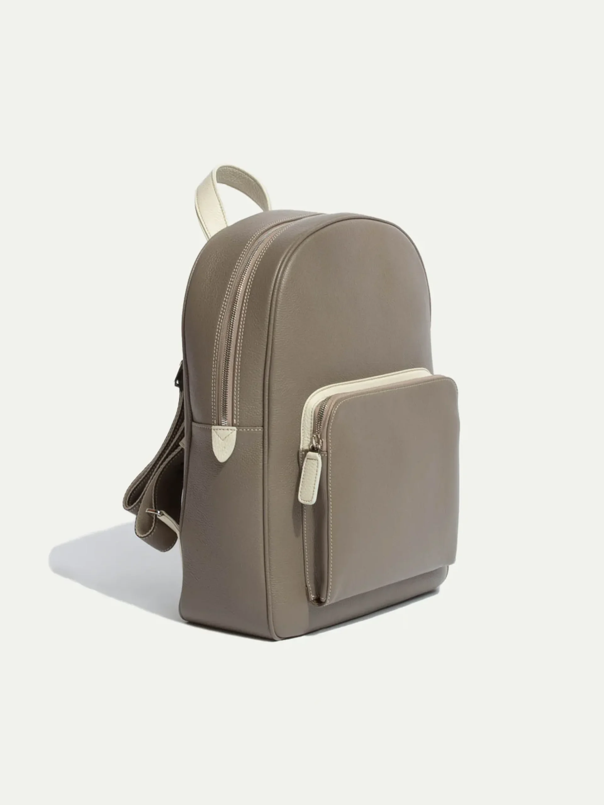 Pini Parma Taupe Leather Backpack - Made In Italy Sale