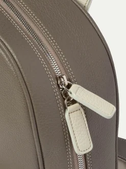 Pini Parma Taupe Leather Backpack - Made In Italy Sale