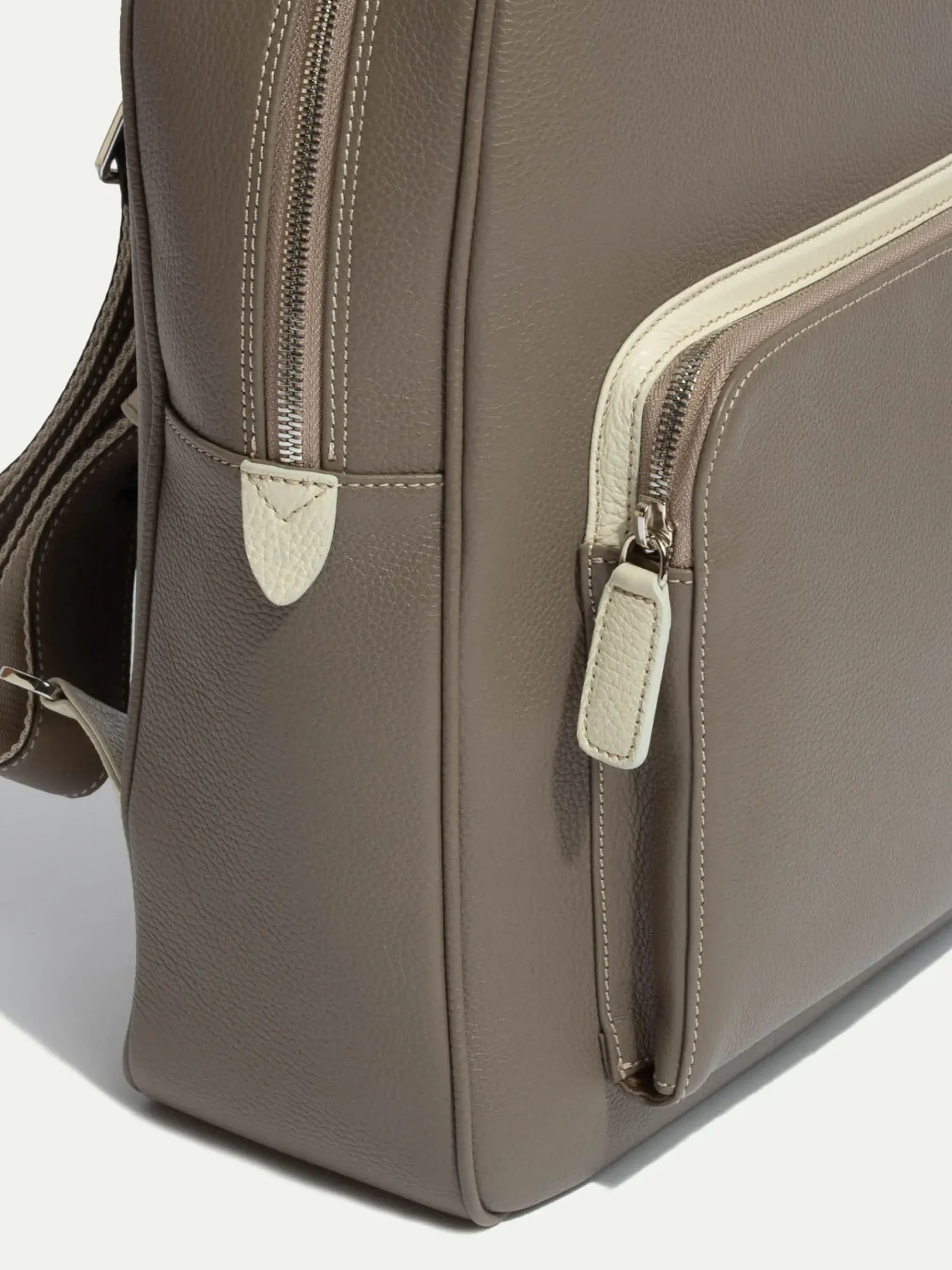 Pini Parma Taupe Leather Backpack - Made In Italy Sale