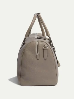 Pini Parma Taupe Leather Weekender Bag - Made In Italy Online