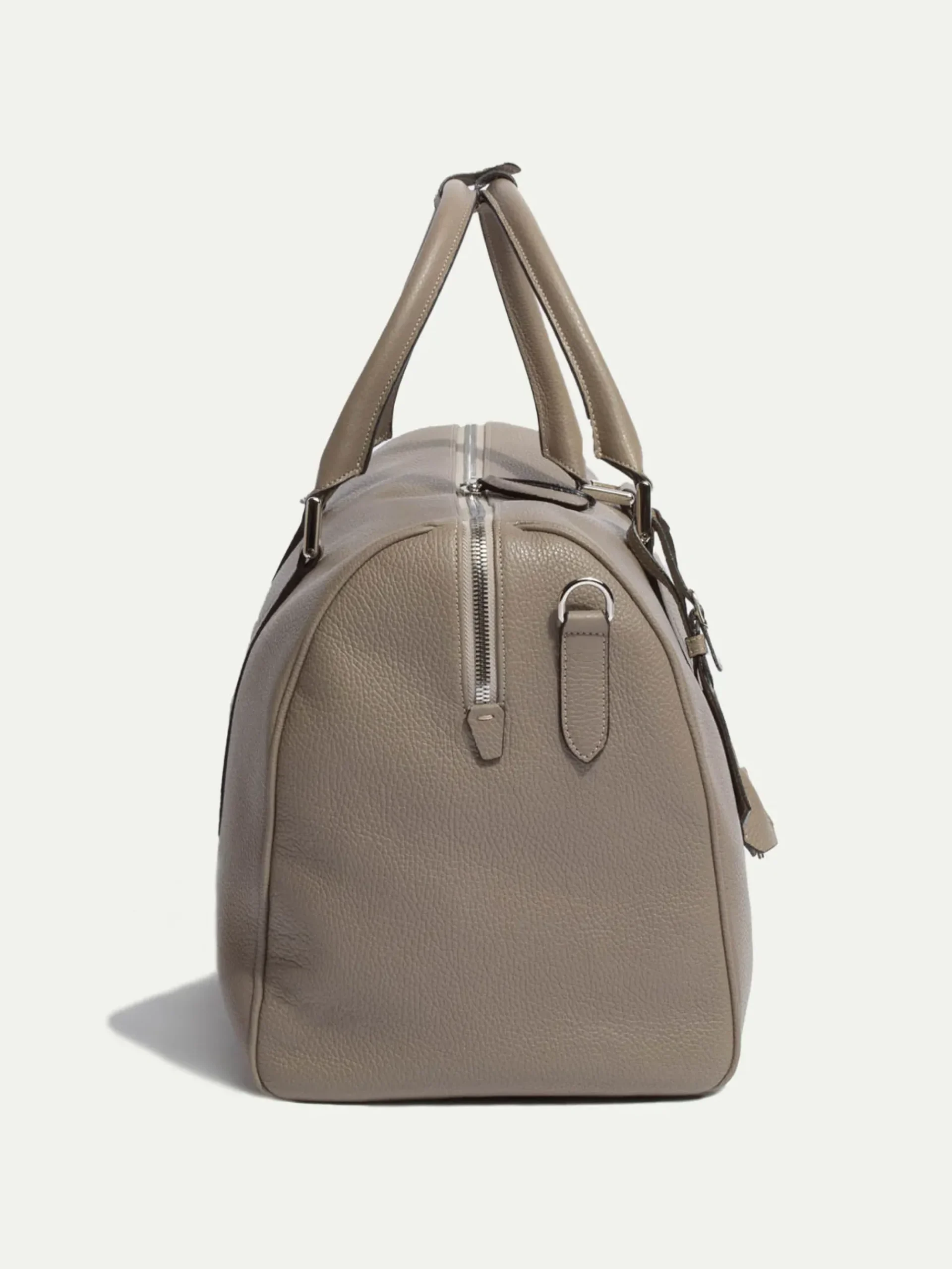 Pini Parma Taupe Leather Weekender Bag - Made In Italy Online