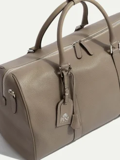Pini Parma Taupe Leather Weekender Bag - Made In Italy Online