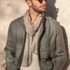 Pini Parma Taupe Linen Scarf - Made In Italy Best Sale