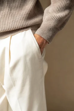 Pini Parma Taupe Ribbed Cashmere Blend Polo – Made In Italy Cheap