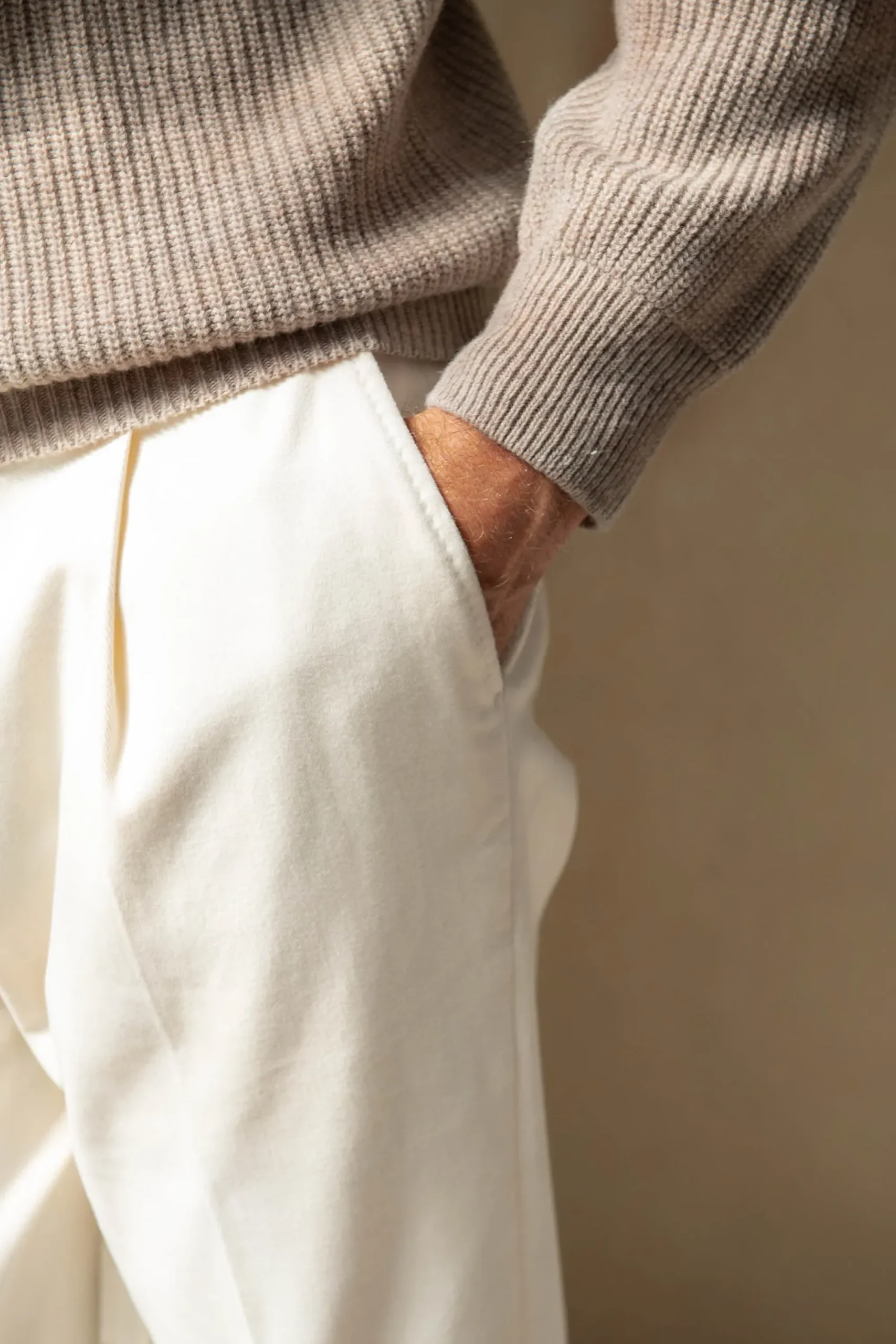 Pini Parma Taupe Ribbed Cashmere Blend Polo – Made In Italy Cheap