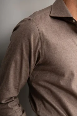 Pini Parma Taupe Shirt - Flannel Touch - Made In Italy Store