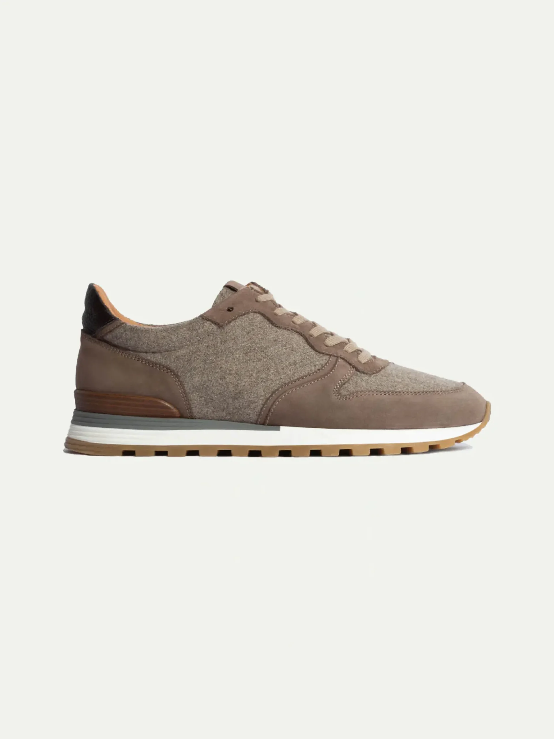 Pini Parma Taupe Suede And Flannel Runners - Made In Italy Hot