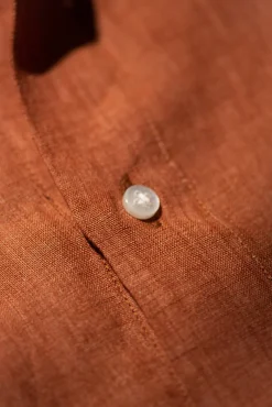 Pini Parma Terracotta Linen Shirt - Made In Italy Hot