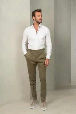 Pini Parma White Button Down Velvet Effect Shirt - Made In Italy Store