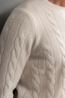 Pini Parma White Cable Knit Sweater – Made In Italy Discount