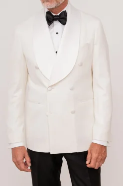 Pini Parma White Double Breasted Tuxedo Jacket - Made In Italy Best Sale