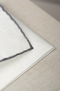 Pini Parma White/Grey Linen Pocket Square - Made In Italy Cheap