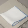 Pini Parma White/Light Blue Linen Pocket Square - Made In Italy Online