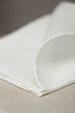 Pini Parma White Linen Pocket Square - Made In Italy Flash Sale