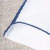 Pini Parma White Linen Pocket Square With Blue And Light Blue Edges - Made In Italy Online