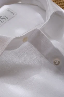 Pini Parma White Linen Shirt - Made In Italy Fashion