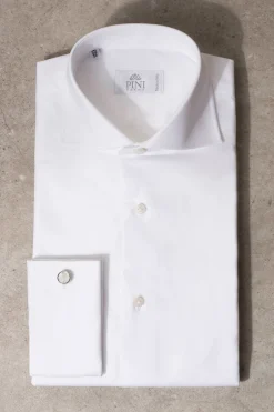 Pini Parma White Shirt With Double Cuff - Made In Italy Clearance