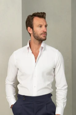Pini Parma White Soft Touch Button Down Shirt - Made In Italy Cheap