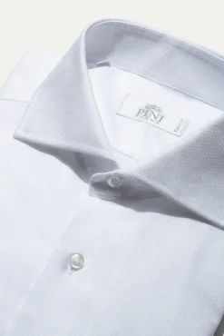Pini Parma White Textured Shirt - Made In Italy Online